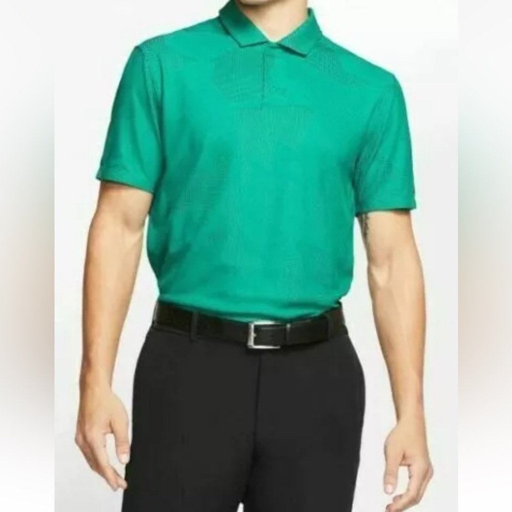 Nike Golf Tiger Woods Dri-fit Green Camo Jacquard Standard Fit Pullover Polo XL